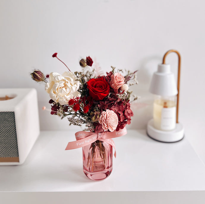 Everlasting Preserved Flower Vase with Red Roses by First Sight Singapore Best Florist