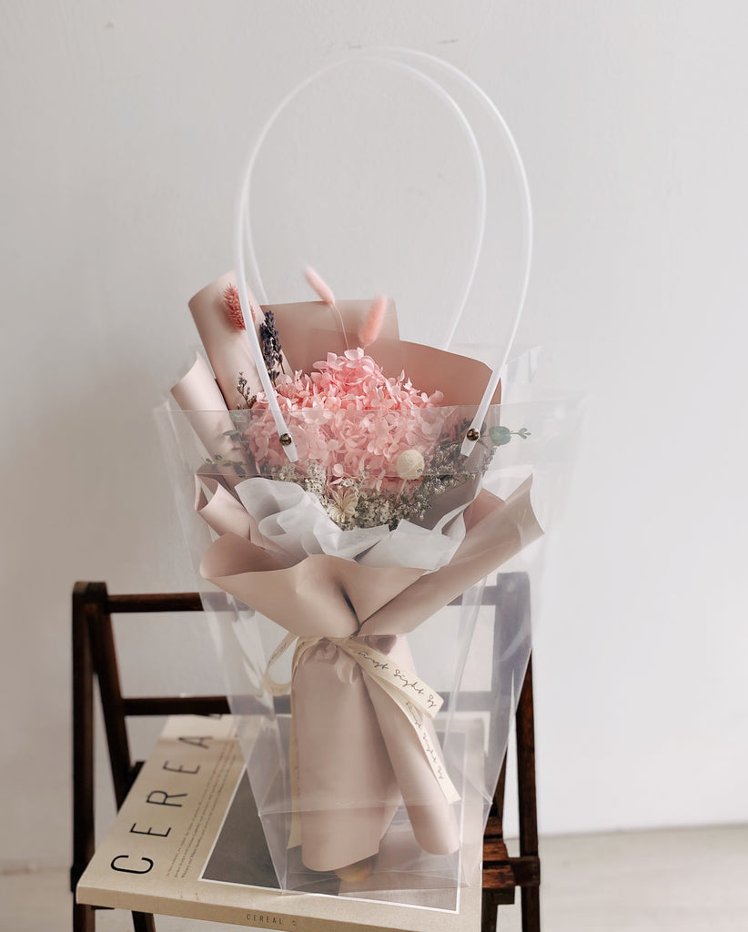 Everlasting Preserved Hydrangea Bouquet Pink | Pretty Flower Bouquet ...