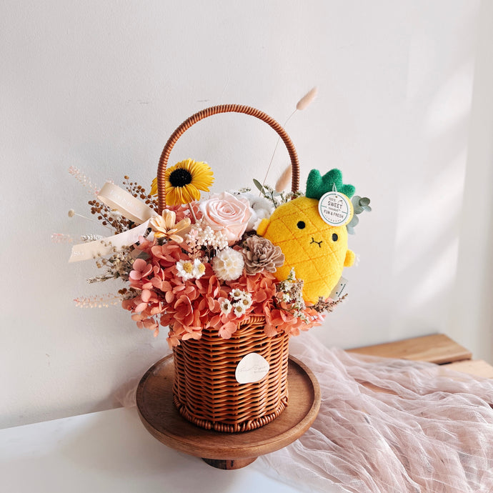 Everlasting Love Floral Basket with Noodoll - Riceananas