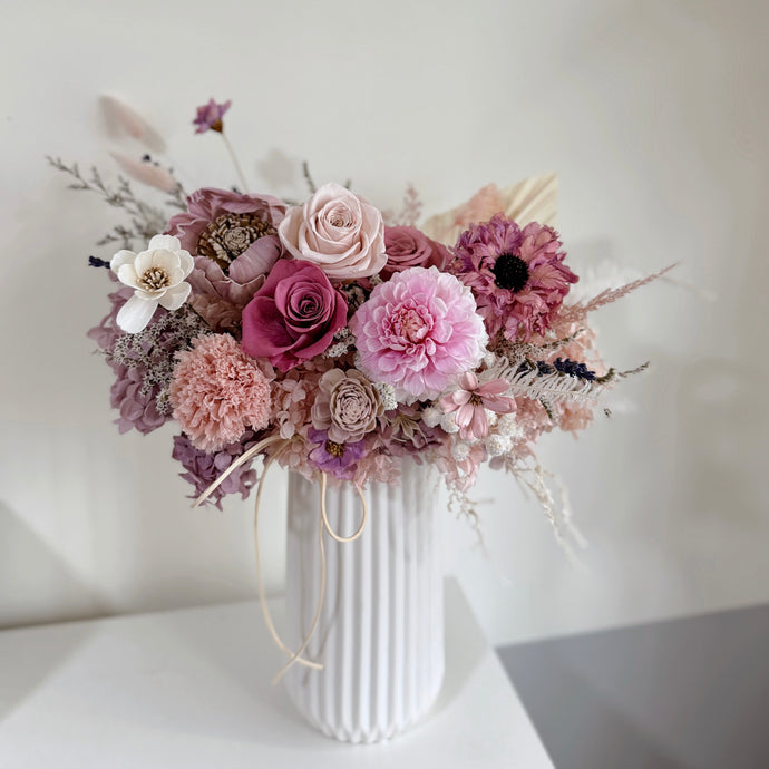 [NEW] Everlasting Premium Nordic Vase Arrangement - Mauve Grace