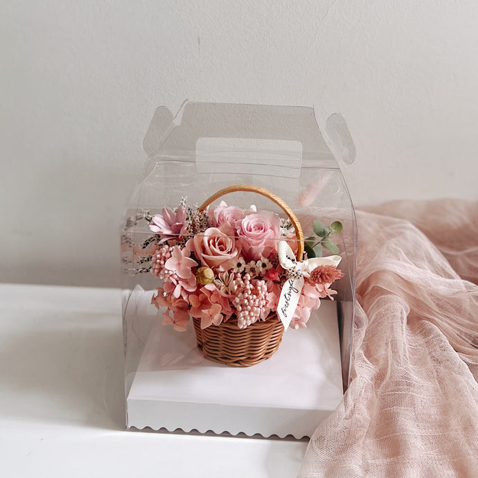 Everlasting Love Mini Floral Basket- Pink