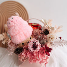 Everlasting Preserved Flower Basket Noodoll Ricecream Gift Set by FIrst Sight Singapore Best Florist
