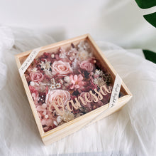 Premium Preserved Flowers Wooden Bloom Box with Personalised Text - First Sight Singapore Best Florist