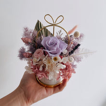 Lilac Preserved Rose with Hydrangea and Mixed Preserved Flowers in Pastel Porcelain Love Jar